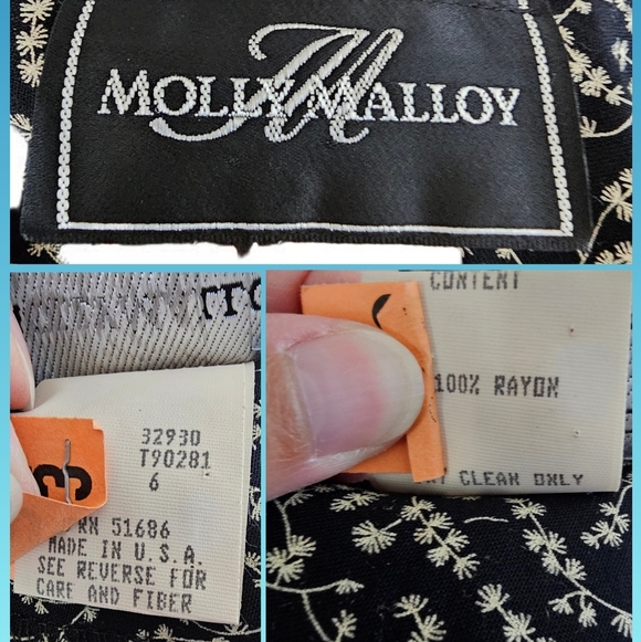 Molly Malloy Vintage Romper 80s 90s Floral Black White Jumpsuit - Picture 16 of 16